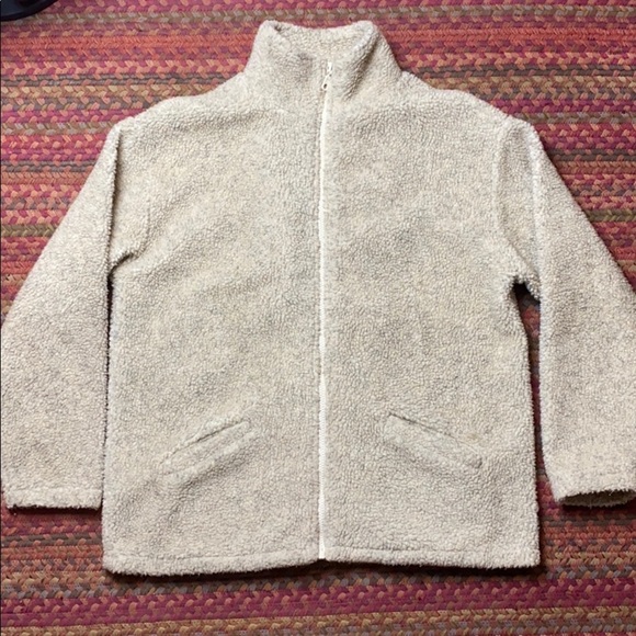 VINTAGE OATMEAL ZIP UP FLEECE SHERPA - Picture 1 of 4